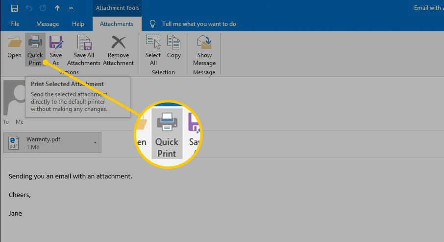 how to print an email in outlook