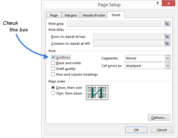 how to print gridlines in excel